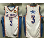 Men's Oklahoma City Thunder #3 Chris Paul White 2020 Nike Swingman Stitched NBA Jersey With The Sponsor Logo