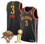 Men's Oklahoma City Thunder #3 Dillon Jones Black 2025 Finals Patch And Finals Champions Patch City Edition Stitched Basketball Jersey