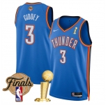 Men's Oklahoma City Thunder #3 Dillon Jones Blue 2025 Finals Patch And Finals Champions Patch Icon Edition Stitched Basketball Jersey