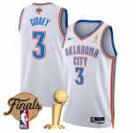 Men's Oklahoma City Thunder #3 Dillon Jones White 2025 Finals Patch And Finals Champions Patch Association Edition Stitched Basketball Jersey