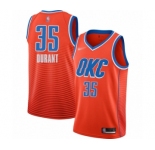 Men's Oklahoma City Thunder #35 Kevin Durant Authentic Orange Finished Basketball Jersey - Statement Edition