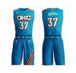Men's Oklahoma City Thunder #37 Kevin Hervey Swingman Turquoise Basketball Suit Jersey - City Edition