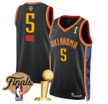 Men's Oklahoma City Thunder #5 Luguentz Dort Black 2025 Finals Patch And Finals Champions Patch City Edition Stitched Basketball Jersey