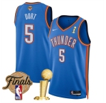 Men's Oklahoma City Thunder #5 Luguentz Dort Blue 2025 Finals Patch And Finals Champions Patch Icon Edition Stitched Basketball Jersey