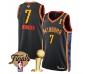 Men's Oklahoma City Thunder #7 Chet Holmgren Black 2025 Finals Patch And Finals Champions Patch City Edition Stitched Basketball Jersey