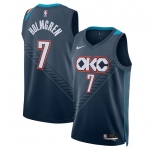 Men's Oklahoma City Thunder #7 Chet Holmgren Navy 2025-26 City Edition Swingman Stitched Basketball Jersey