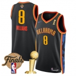 Men's Oklahoma City Thunder #8 Jalen Williams Black 2025 Finals Patch And Finals Champions Patch City Edition Stitched Basketball Jersey