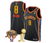 Men's Oklahoma City Thunder #8 Jalen Williams Black 2025 Finals Patch And Finals Champions Patch City Edition Stitched Basketball Jersey