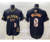 Men's Oklahoma City Thunder #8 Jalen Williams Black Gold 2025 Finals Vapor Stitched Baseball Jersey