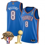 Men's Oklahoma City Thunder #8 Jalen Williams Blue 2025 Finals Patch And Finals Champions Patch Icon Edition Stitched Basketball Jersey