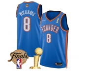 Men's Oklahoma City Thunder #8 Jalen Williams Blue 2025 Finals Patch And Finals Champions Patch Icon Edition Stitched Basketball Jersey