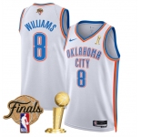 Men's Oklahoma City Thunder #8 Jalen Williams White 2025 Finals Patch And Finals Champions Patch Association Edition Stitched Basketball Jersey