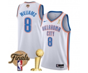 Men's Oklahoma City Thunder #8 Jalen Williams White 2025 Finals Patch And Finals Champions Patch Association Edition Stitched Basketball Jersey