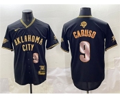 Men's Oklahoma City Thunder #9 Alex Caruso Black Gold 2025 Finals Vapor Stitched Baseball Jersey