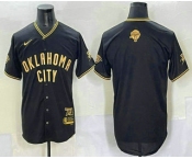 Men's Oklahoma City Thunder Blank Black Gold 2025 Finals Vapor Stitched Baseball Jersey