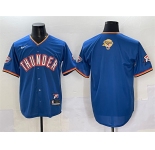 Men's Oklahoma City Thunder Blank Blue 2025 Finals Vapor Stitched Baseball Jersey