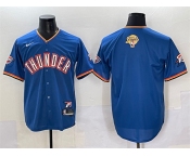 Men's Oklahoma City Thunder Blank Blue 2025 Finals Vapor Stitched Baseball Jersey