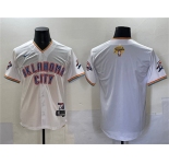 Men's Oklahoma City Thunder Blank White 2025 Finals Vapor Stitched Baseball Jersey