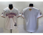 Men's Oklahoma City Thunder Blank White 2025 Finals Vapor Stitched Baseball Jersey
