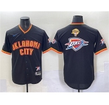 Men's Oklahoma City Thunder Team Big Logo Black 2025 Finals Vapor Stitched Baseball Jersey