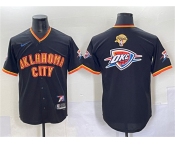 Men's Oklahoma City Thunder Team Big Logo Black 2025 Finals Vapor Stitched Baseball Jersey