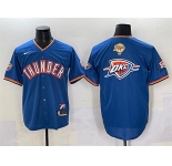 Men's Oklahoma City Thunder Team Big Logo Blue 2025 Finals Vapor Stitched Baseball Jersey