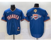 Men's Oklahoma City Thunder Team Big Logo Blue 2025 Finals Vapor Stitched Baseball Jersey