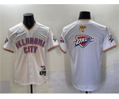 Men's Oklahoma City Thunder Team Big Logo White 2025 Finals Vapor Stitched Baseball Jersey