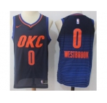 Nike Oklahoma City Thunder #0 Russell Westbrook Black Blue Stitched NBA Swingman Jersey