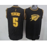 nba oklahoma city thunder #5 perkins black[gold lettering fashion]