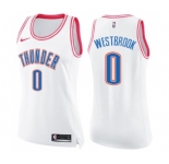 Women's Nike Oklahoma City Thunder #0 Russell Westbrook Swingman White Pink Fashion NBA Jersey
