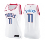 Women's Nike Oklahoma City Thunder #11 Detlef Schrempf Swingman White Pink Fashion NBA Jersey