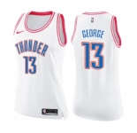 Women's Nike Oklahoma City Thunder #13 Paul George Swingman White Pink Fashion NBA Jersey