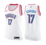 Women's Nike Oklahoma City Thunder #17 Dennis Schroder Swingman White Pink Fashion NBA Jersey