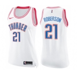Women's Nike Oklahoma City Thunder #21 Andre Roberson Swingman White Pink Fashion NBA Jersey