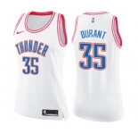 Women's Nike Oklahoma City Thunder #35 Kevin Durant Swingman White Pink Fashion NBA Jersey