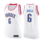 Women's Oklahoma City Thunder #6 Hamidou Diallo Swingman White Pink Fashion Basketball Jersey