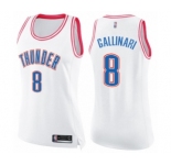 Women's Oklahoma City Thunder #8 Danilo Gallinari Swingman White Pink Fashion Basketball Jersey