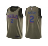 Men Nike Philadelphia 76ers #2 Moses Malone Green Salute to Service NBA Swingman Jersey