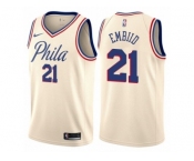 Men Nike Philadelphia 76ers #21 Joel Embiid Authentic Cream NBA Jersey - City Edition