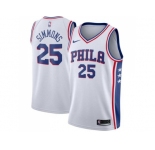 Men Nike Philadelphia 76ers #25 Ben Simmons White Stitched NBA Swingman Jersey