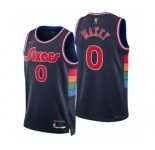 Men  Philadelphia 76ers #0 Tyrese Maxey 2021-22 City Navy Jersey