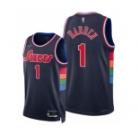Men Philadelphia 76ers #1 James Harden 2022 City Edition Navy Jersey