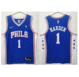 Men Philadelphia 76ers #1 James Harden Blue City edition Stitched jersey