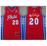 Men Philadelphia 76ers #20 Jared McCain Red Statement Edition Stitched Jersey
