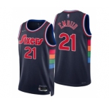 Men Philadelphia 76ers #21 Joel Embiid 2021-22 City Navy Jersey