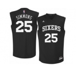 Men's Adidas Philadelphia 76ers #25 Ben Simmons Authentic Black Fashion NBA Jersey