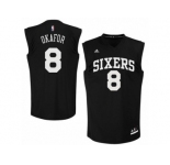 Men's Adidas Philadelphia 76ers #8 Jahlil Okafor Authentic Black Fashion NBA Jersey