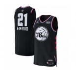 Men's Jordan Philadelphia 76ers #21 Joel Embiid Authentic Black 2019 All-Star Game Basketball Jersey