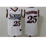 Men's NBA Philadelphia 76ers #25 Ben Simmons White Dress NBA Jersey